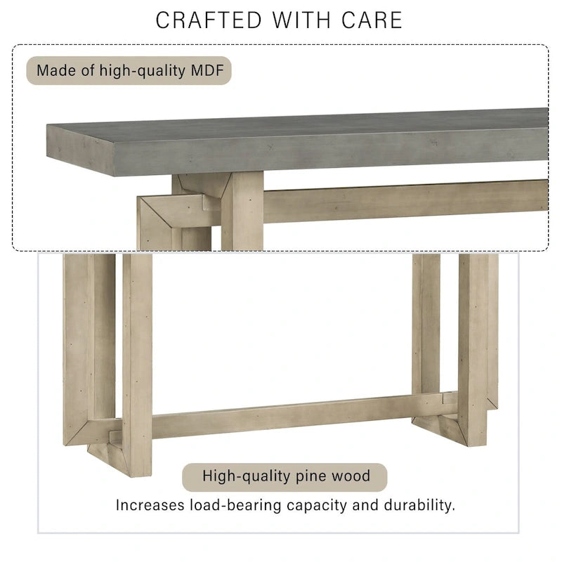 Console d'entrée minimaliste extra longue avec plateau en bois