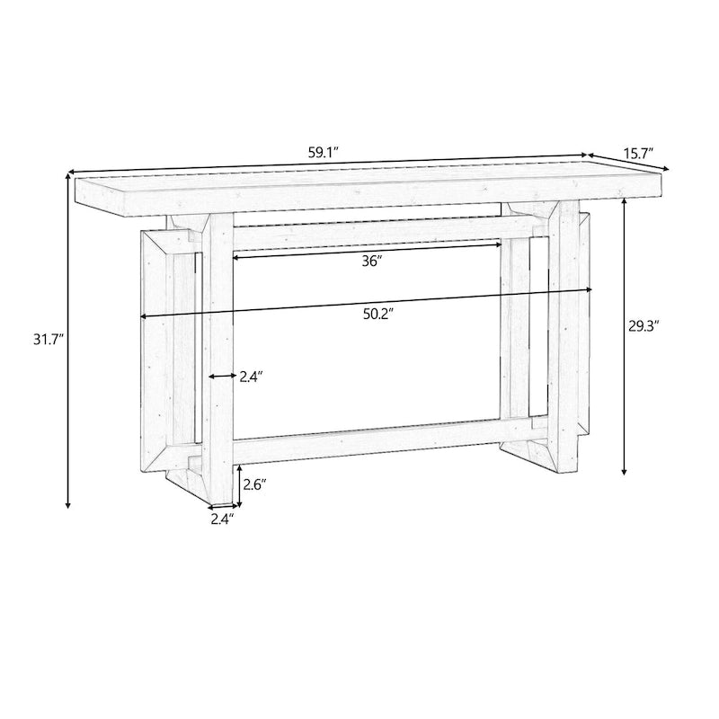 Console d'entrée minimaliste extra longue avec plateau en bois