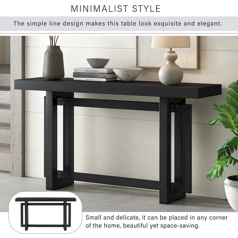 Console d'entrée minimaliste extra longue avec plateau en bois