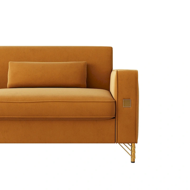 Canapé en velours de luxe avec accents dorés