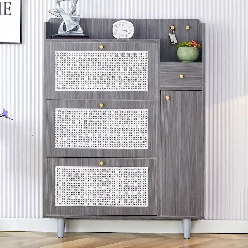 Meuble de rangement minimaliste moderne, meuble à chaussures en rotin japonais, meuble de chevet, petit meuble de maison