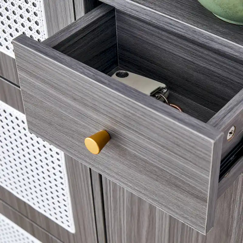Meuble de rangement minimaliste moderne, meuble à chaussures en rotin japonais, meuble de chevet, petit meuble de maison