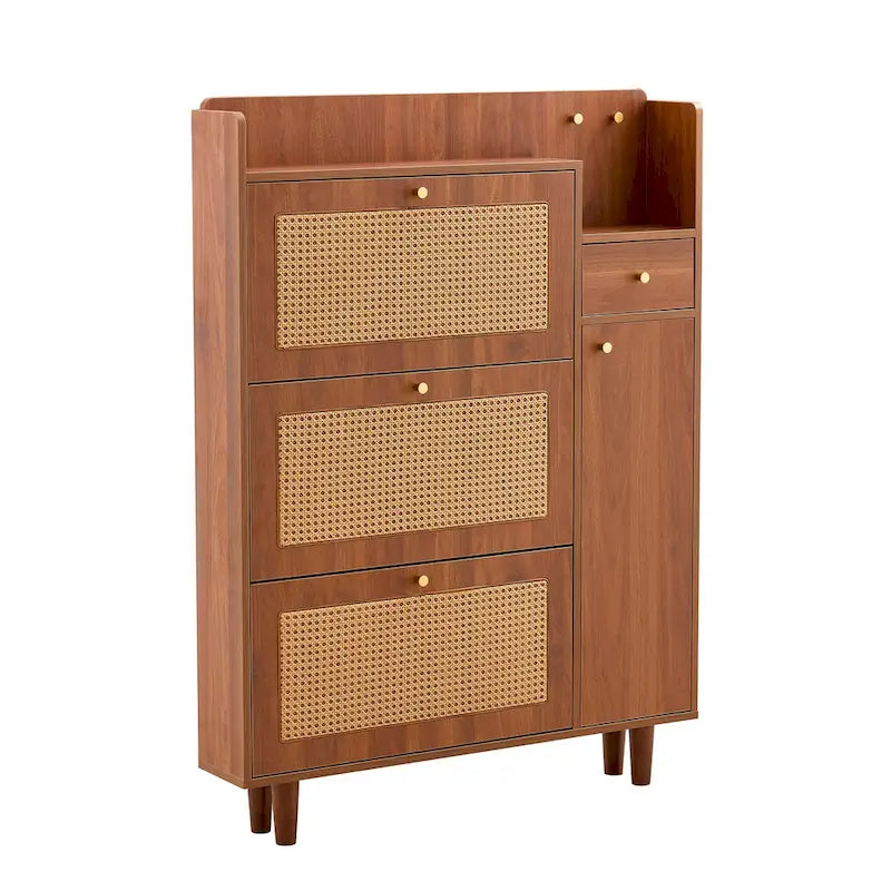 Meuble de rangement minimaliste moderne, meuble à chaussures en rotin japonais, meuble de chevet, petit meuble de maison