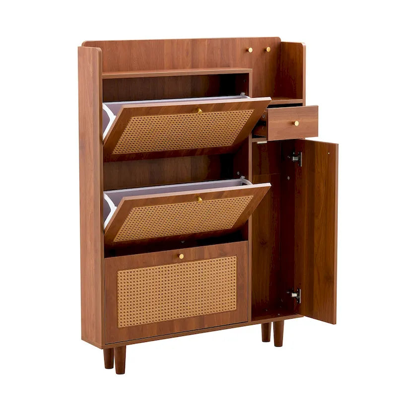 Meuble de rangement minimaliste moderne, meuble à chaussures en rotin japonais, meuble de chevet, petit meuble de maison