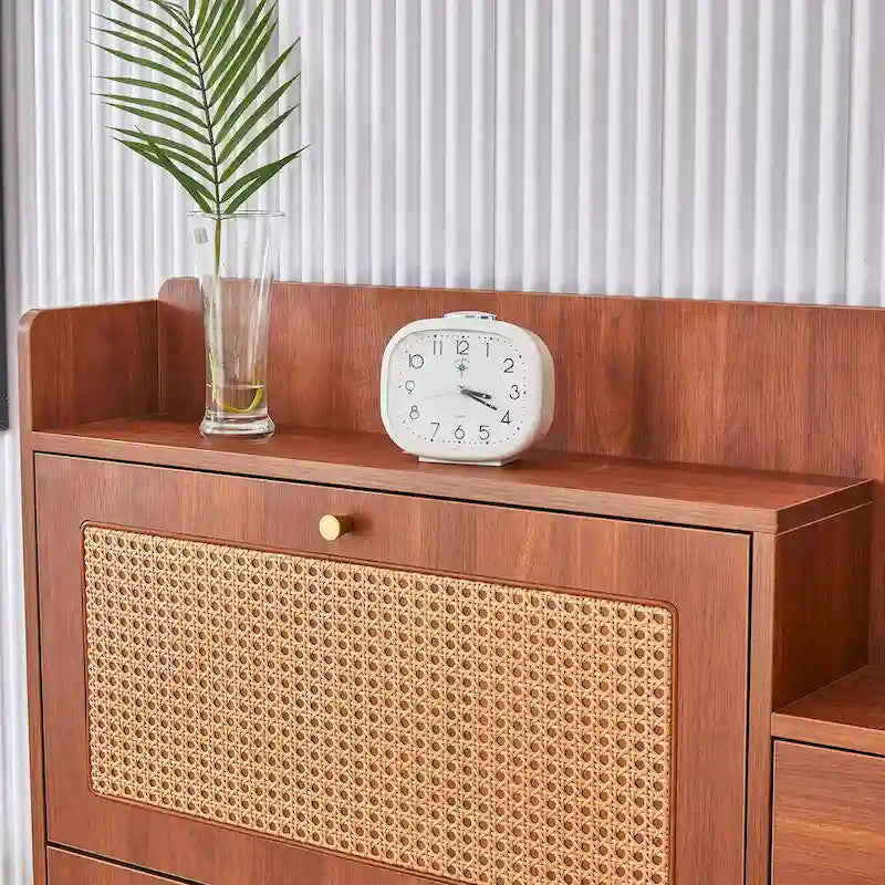 Meuble de rangement minimaliste moderne, meuble à chaussures en rotin japonais, meuble de chevet, petit meuble de maison