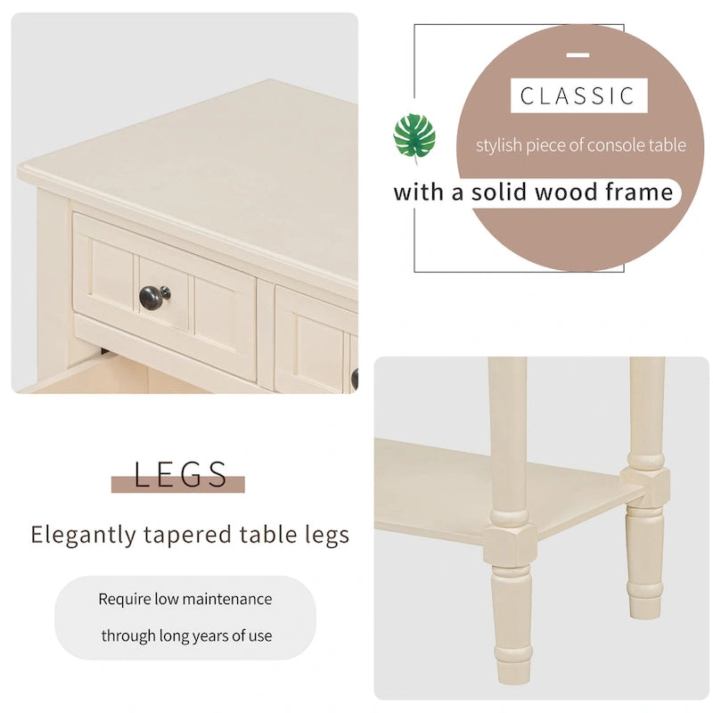 TIROIRS MULTIFONCTIONS ET ÉTAGÈRE INFÉRIEURE : Table console étroite