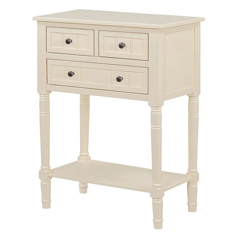 TIROIRS MULTIFONCTIONS ET ÉTAGÈRE INFÉRIEURE : Table console étroite