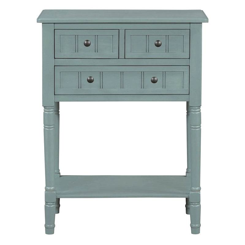 TIROIRS MULTIFONCTIONS ET ÉTAGÈRE INFÉRIEURE : Table console étroite