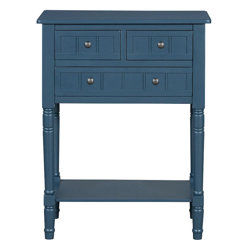 TIROIRS MULTIFONCTIONS ET ÉTAGÈRE INFÉRIEURE : Table console étroite