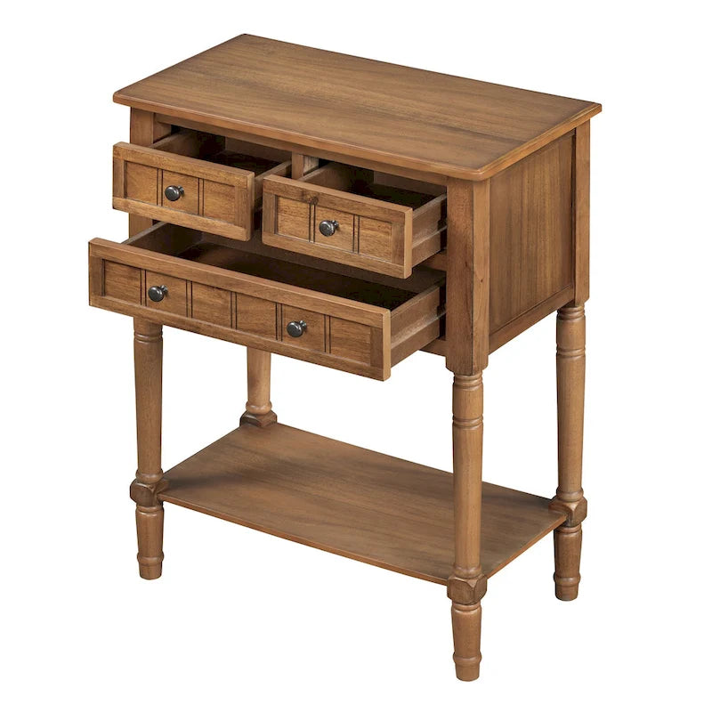 TIROIRS MULTIFONCTIONS ET ÉTAGÈRE INFÉRIEURE : Table console étroite