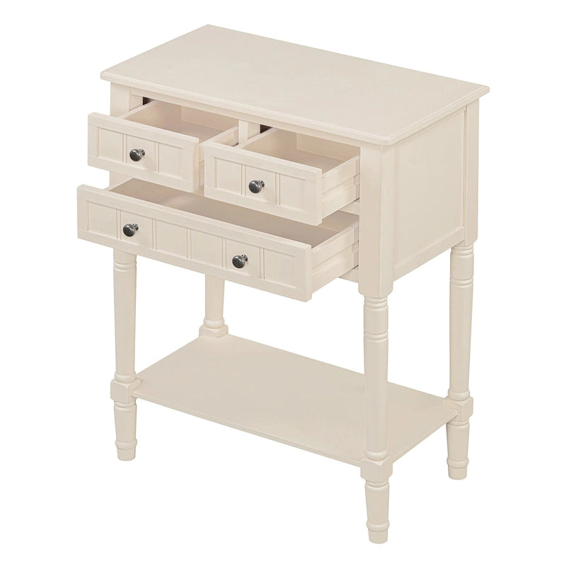 TIROIRS MULTIFONCTIONS ET ÉTAGÈRE INFÉRIEURE : Table console étroite