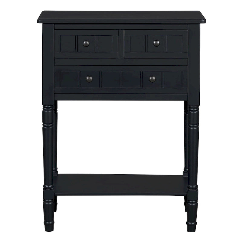 TIROIRS MULTIFONCTIONS ET ÉTAGÈRE INFÉRIEURE : Table console étroite