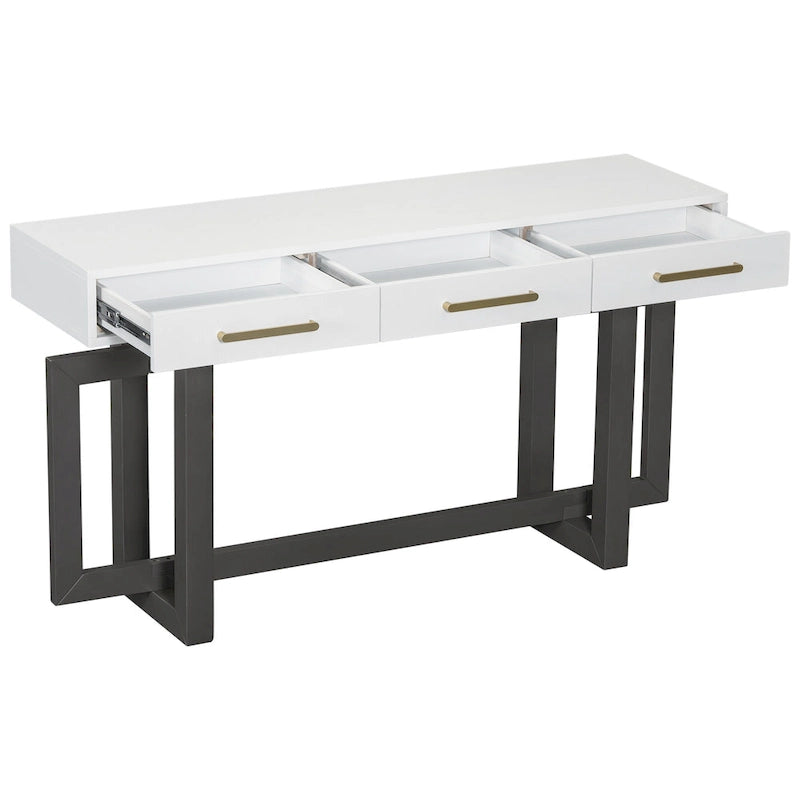 Élégante Console avec Trois Tiroirs, Table d'entrée Extra Longue pour Entrée, Couloir, Salon, Hall d'entrée, Corridor