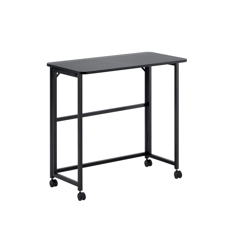 Bureau pliant minimaliste avec plateau monobloc et 4 roulettes pour bureaux à domicile, chambres ou dortoirs