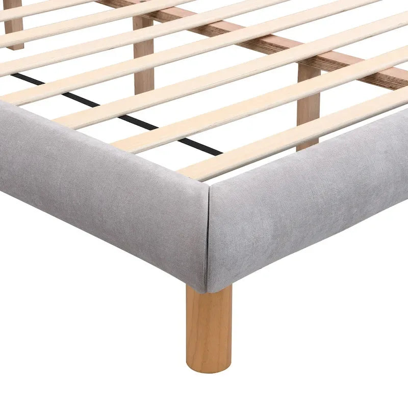 Lit plateforme rembourré moderne avec tête de lit capitonnée en forme de biscuit pour chambre d'amis et chambre à coucher