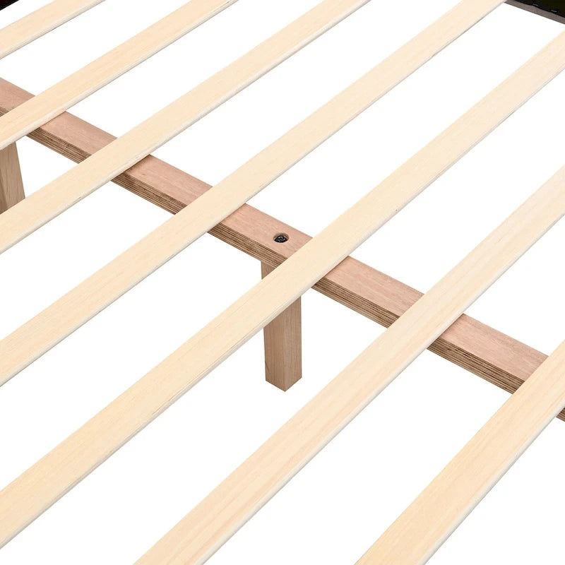 Lit plateforme rembourré moderne avec tête de lit capitonnée en forme de biscuit pour chambre d'amis et chambre à coucher