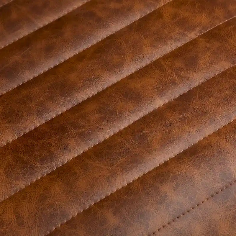 Tabourets de comptoir rembourrés en PU, chaises hauteur bar avec structure en fer, dossier, repose-pieds et accoudoirs, marron
