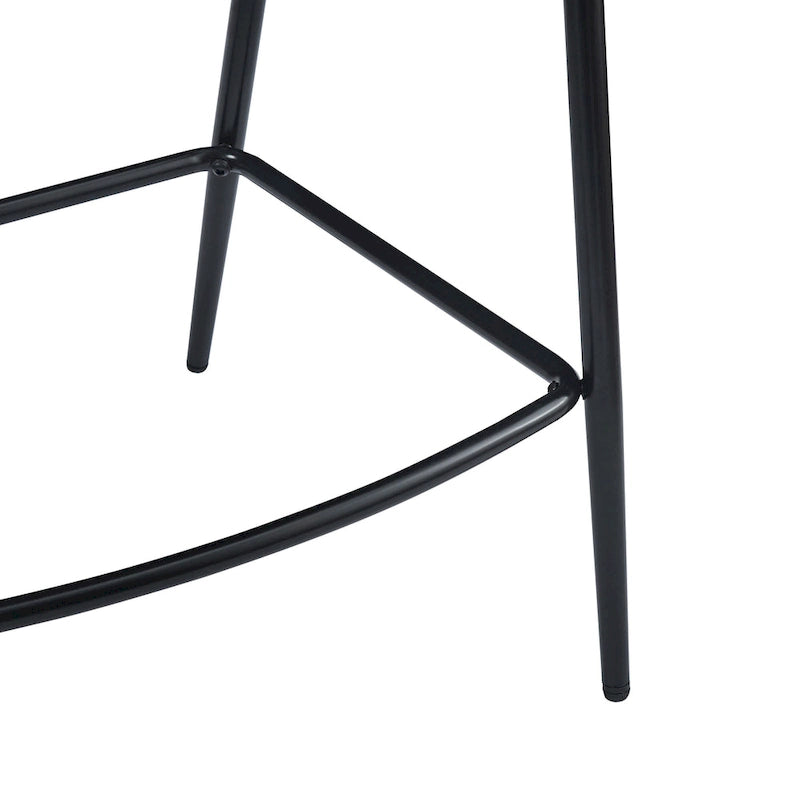 Tabourets de comptoir rembourrés en PU, chaises hauteur bar avec structure en fer, dossier, repose-pieds et accoudoirs, marron