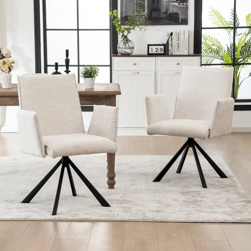 Chaises de salle à manger capitonnées modernes avec pieds en métal pivotants
