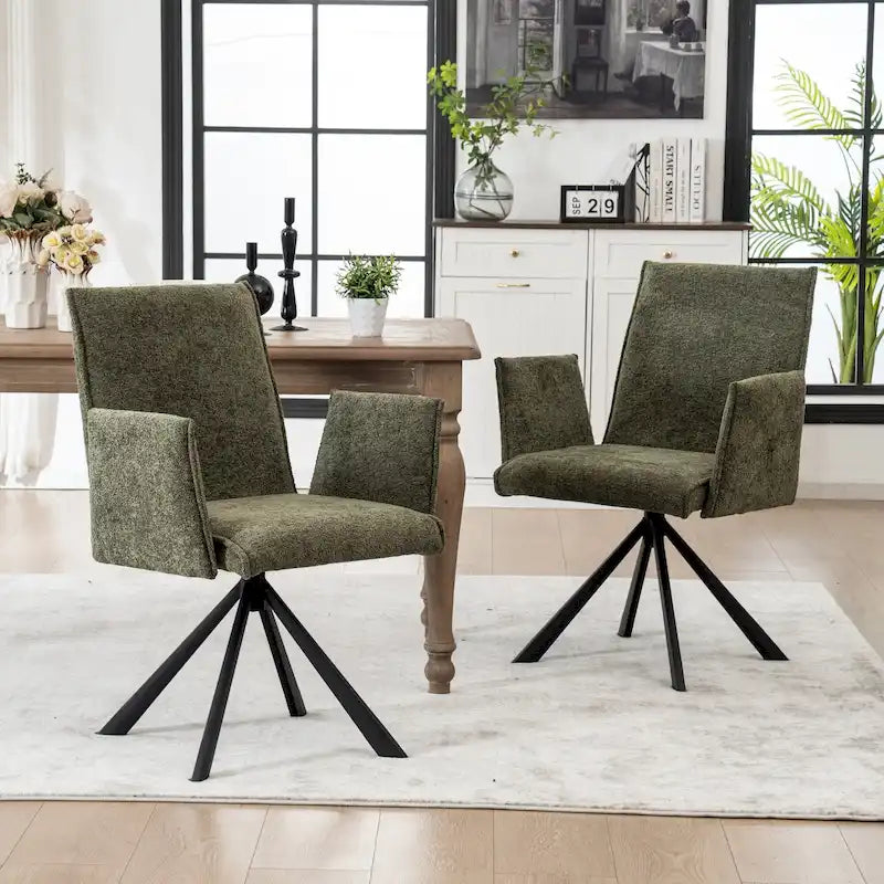 Chaises de salle à manger capitonnées modernes avec pieds en métal pivotants