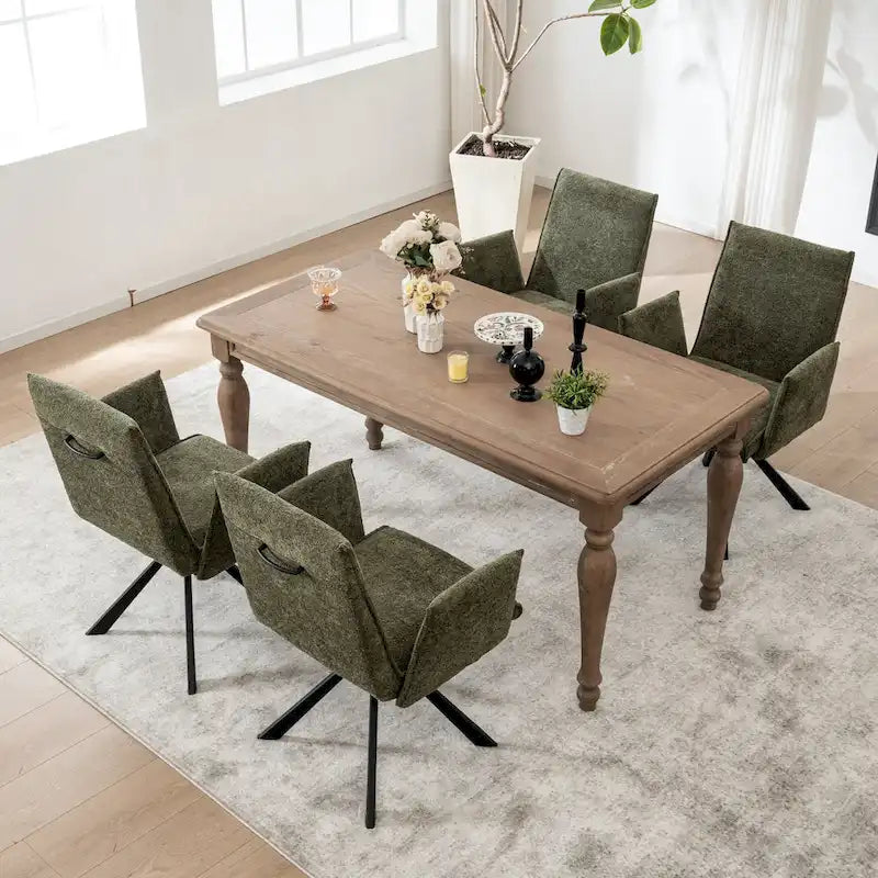 Chaises de salle à manger capitonnées modernes avec pieds en métal pivotants