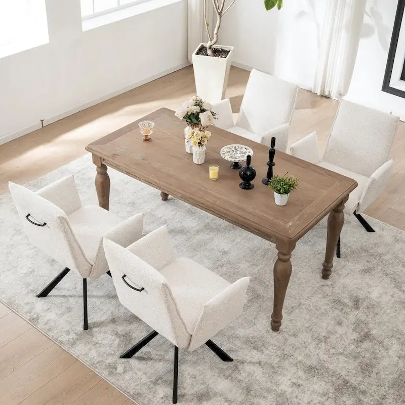 Chaises de salle à manger capitonnées modernes avec pieds en métal pivotants