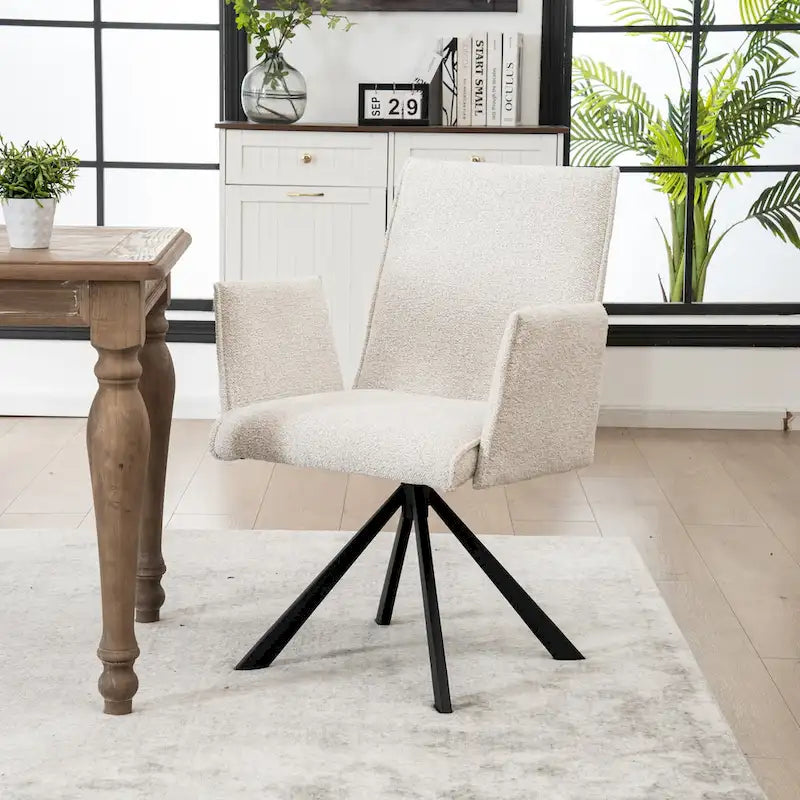Chaises de salle à manger capitonnées modernes avec pieds en métal pivotants
