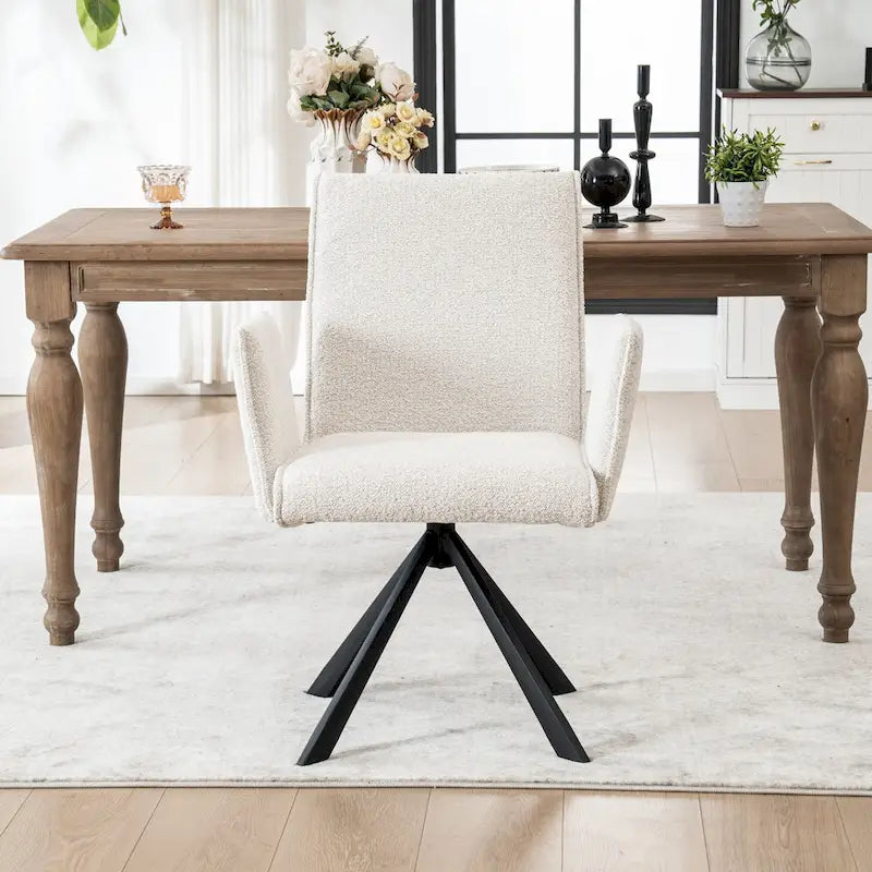 Chaises de salle à manger capitonnées modernes avec pieds en métal pivotants
