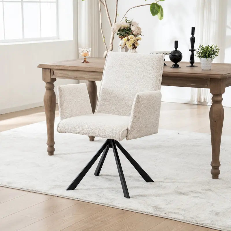 Chaises de salle à manger capitonnées modernes avec pieds en métal pivotants