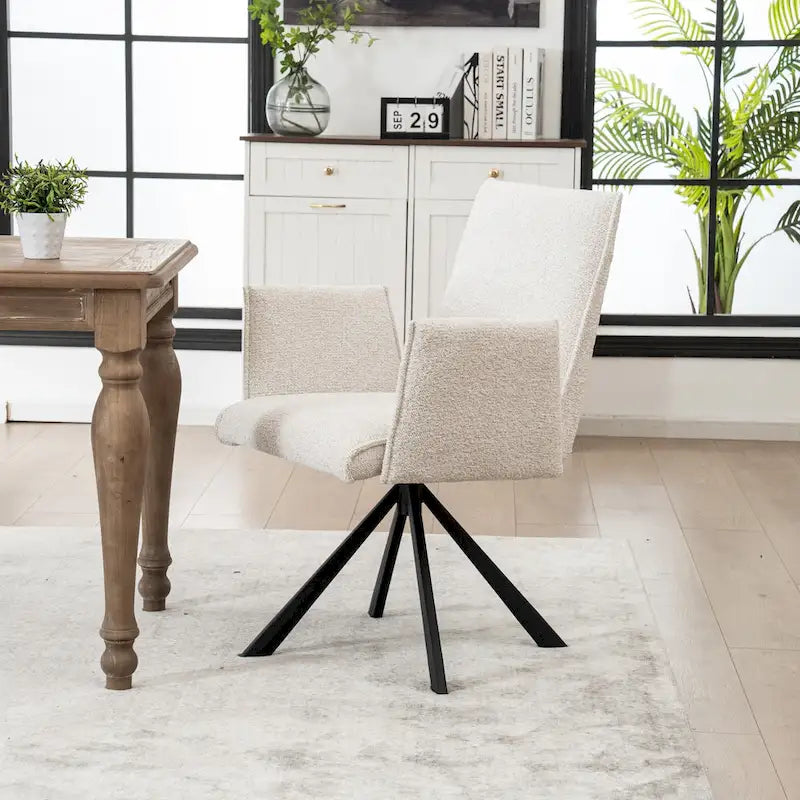 Chaises de salle à manger capitonnées modernes avec pieds en métal pivotants