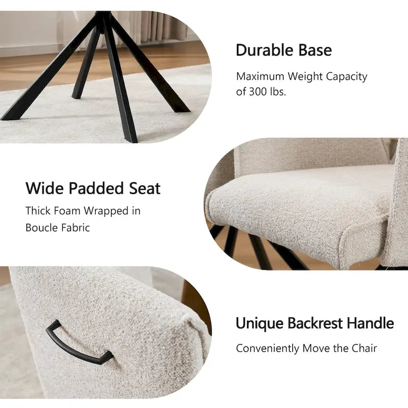 Chaises de salle à manger capitonnées modernes avec pieds en métal pivotants