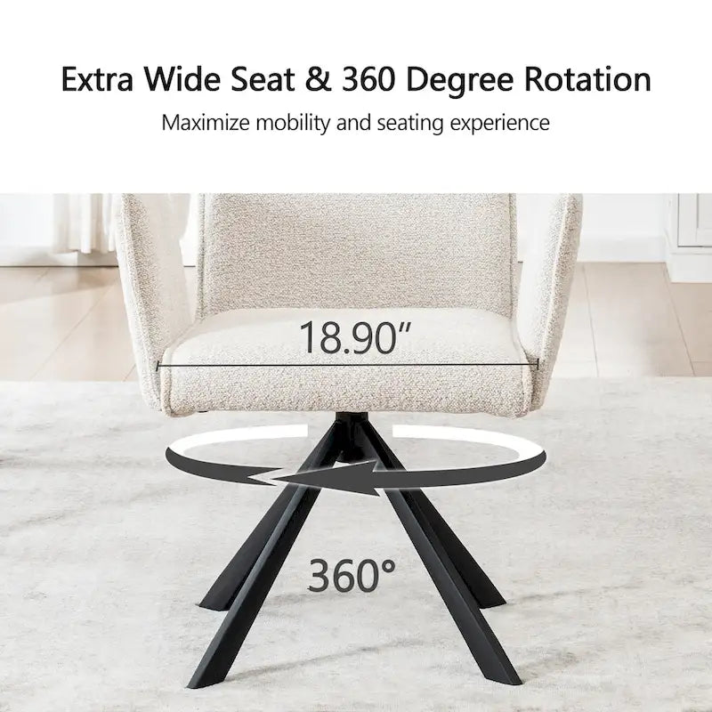 Chaises de salle à manger capitonnées modernes avec pieds en métal pivotants