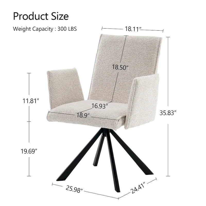 Chaises de salle à manger capitonnées modernes avec pieds en métal pivotants