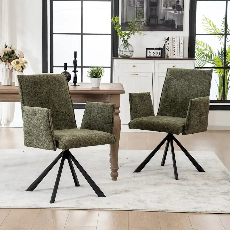 Chaises de salle à manger capitonnées modernes avec pieds en métal pivotants