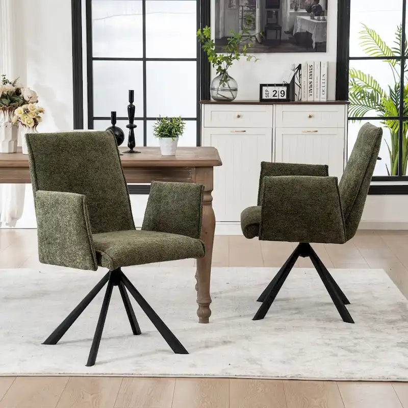 Chaises de salle à manger capitonnées modernes avec pieds en métal pivotants