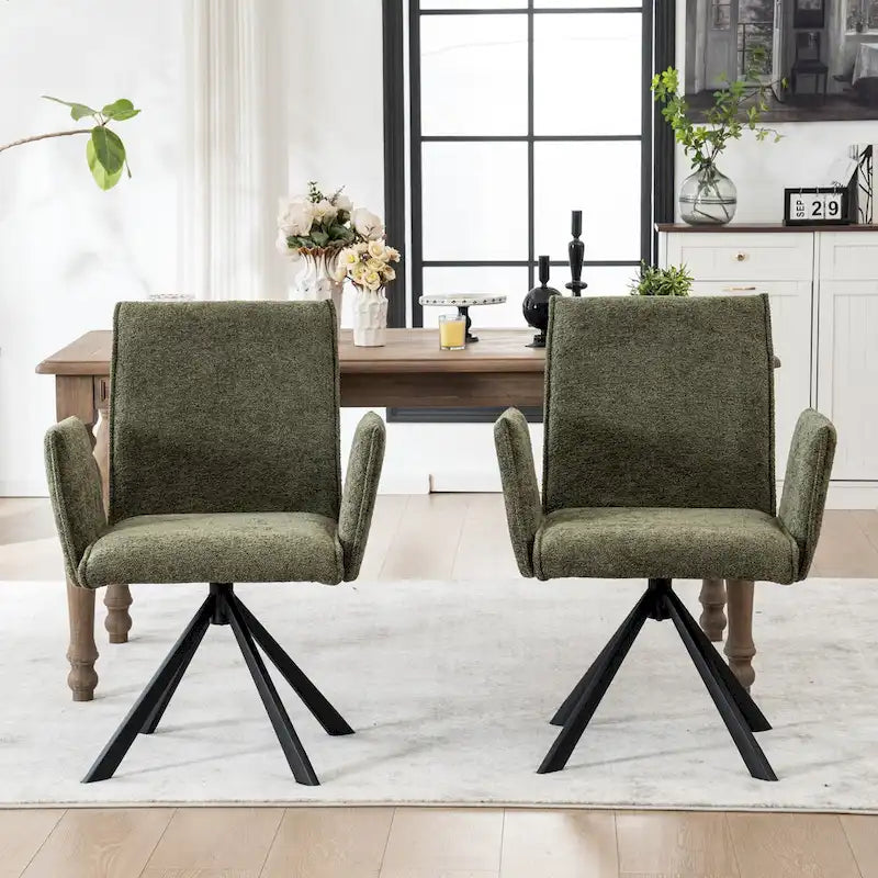 Chaises de salle à manger capitonnées modernes avec pieds en métal pivotants