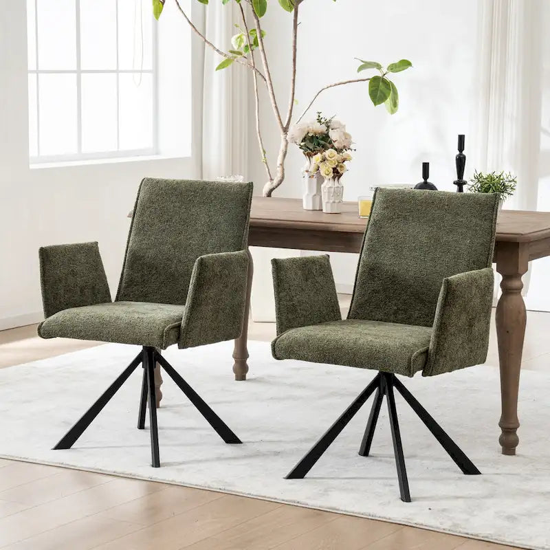 Chaises de salle à manger capitonnées modernes avec pieds en métal pivotants