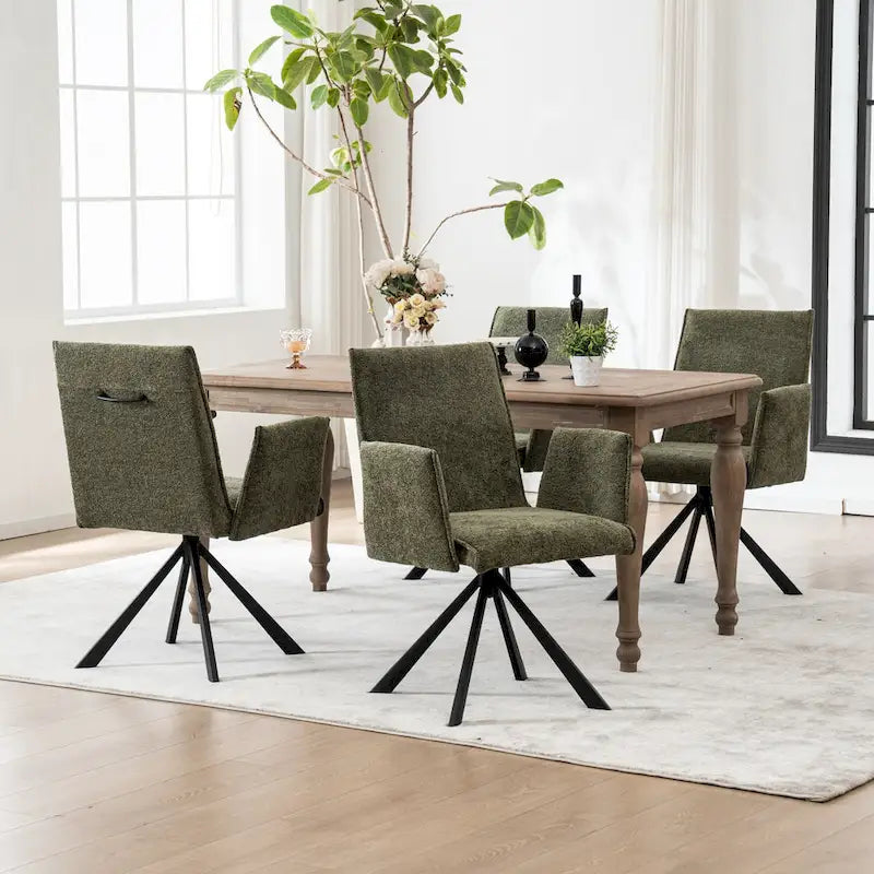 Chaises de salle à manger capitonnées modernes avec pieds en métal pivotants