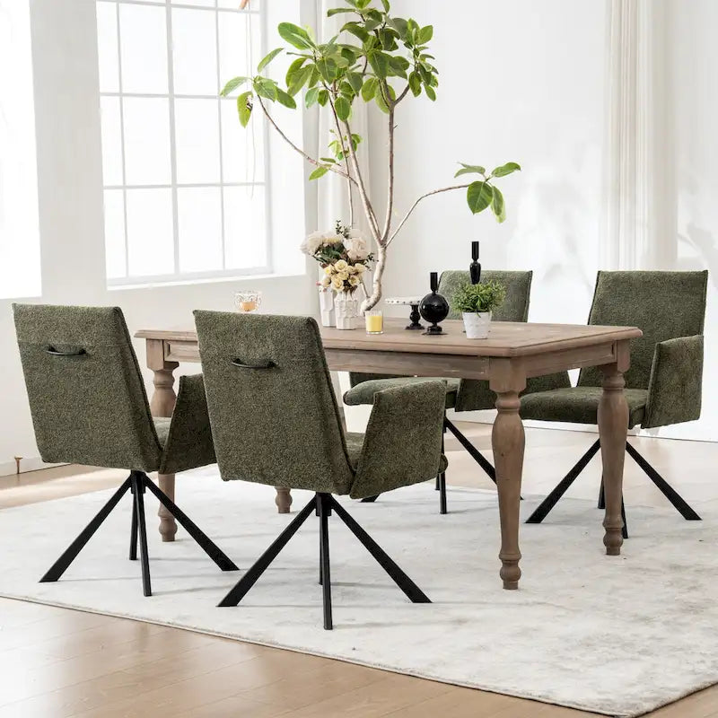 Chaises de salle à manger capitonnées modernes avec pieds en métal pivotants