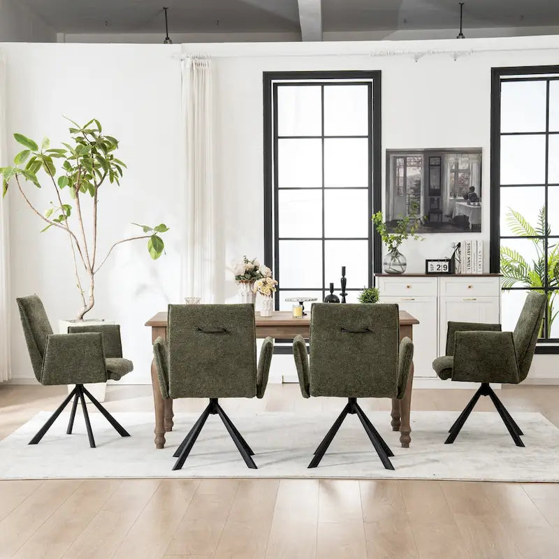 Chaises de salle à manger capitonnées modernes avec pieds en métal pivotants