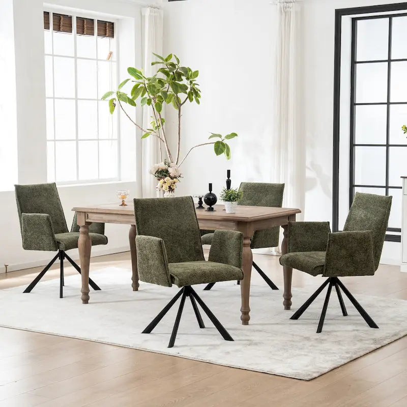 Chaises de salle à manger capitonnées modernes avec pieds en métal pivotants