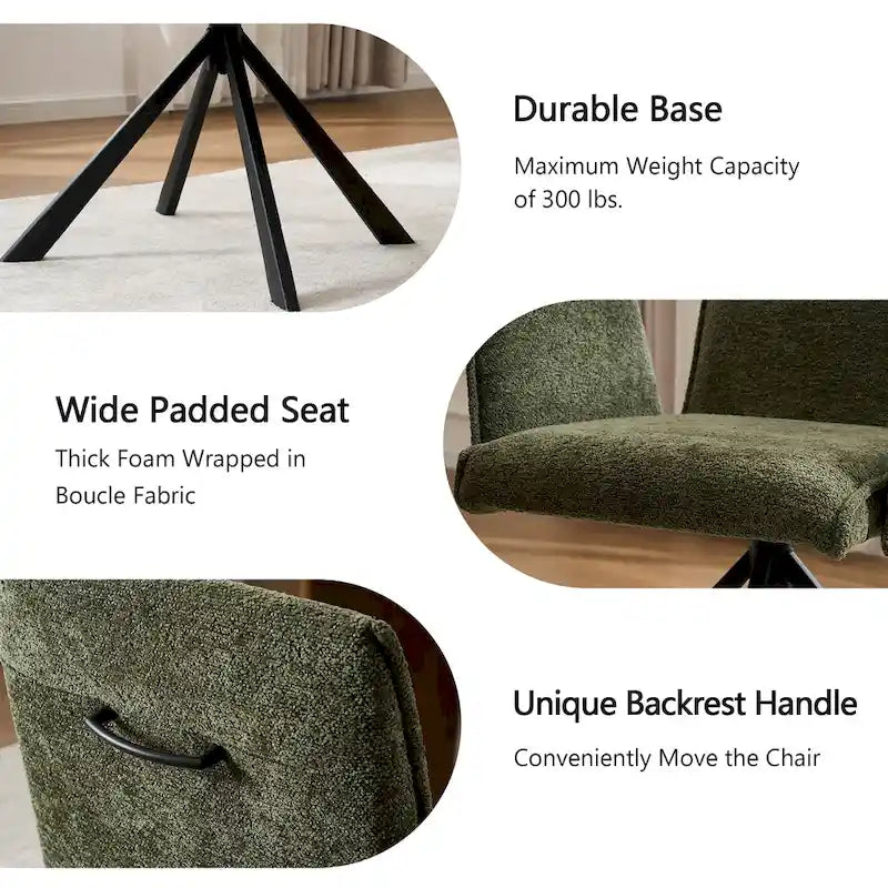 Chaises de salle à manger capitonnées modernes avec pieds en métal pivotants