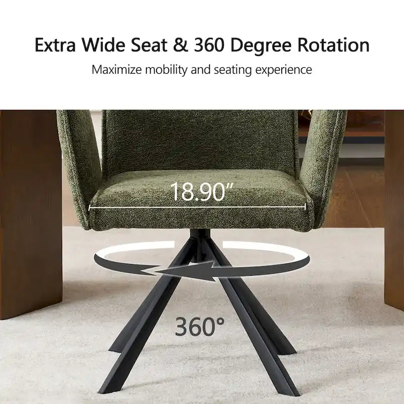 Chaises de salle à manger capitonnées modernes avec pieds en métal pivotants