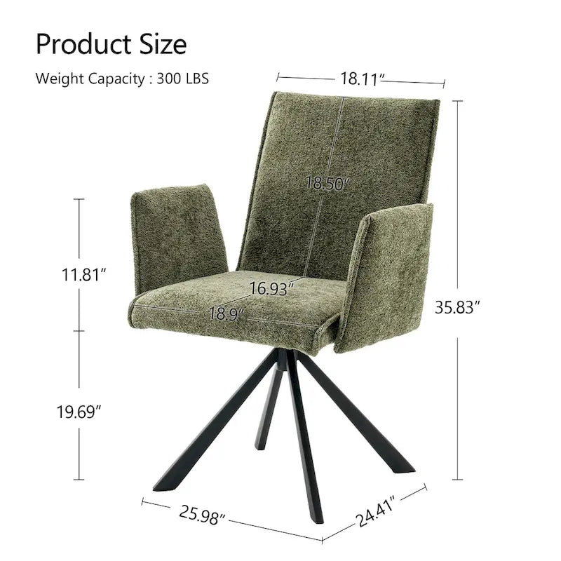 Chaises de salle à manger capitonnées modernes avec pieds en métal pivotants