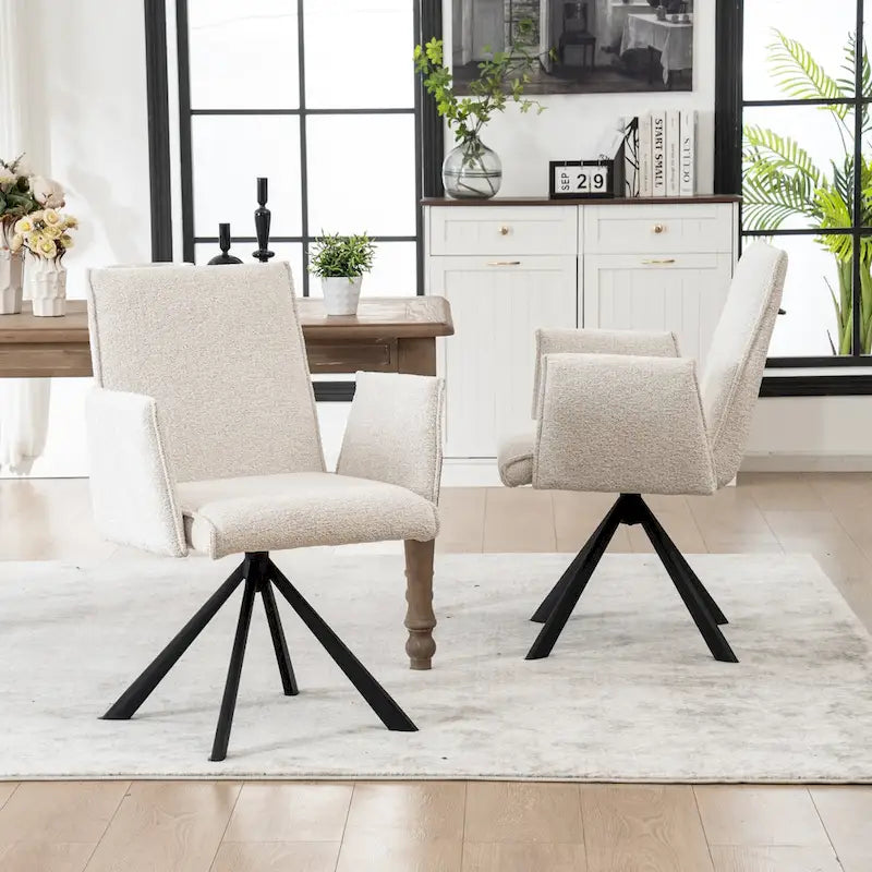 Chaises de salle à manger capitonnées modernes avec pieds en métal pivotants