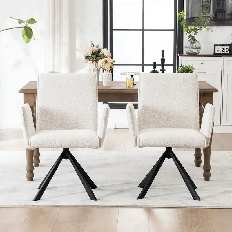 Chaises de salle à manger capitonnées modernes avec pieds en métal pivotants