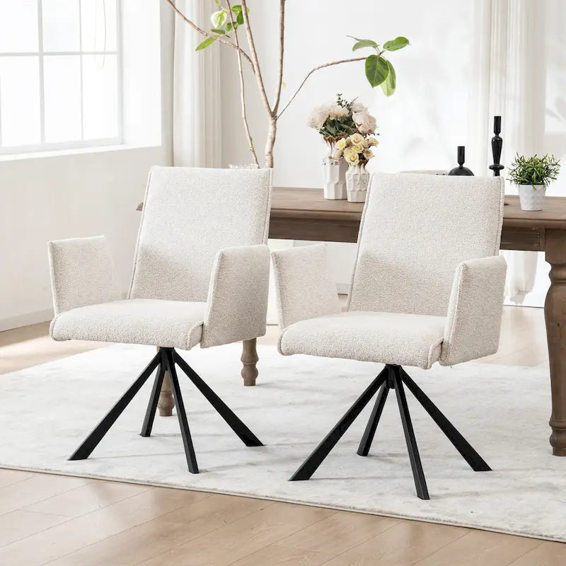 Chaises de salle à manger capitonnées modernes avec pieds en métal pivotants