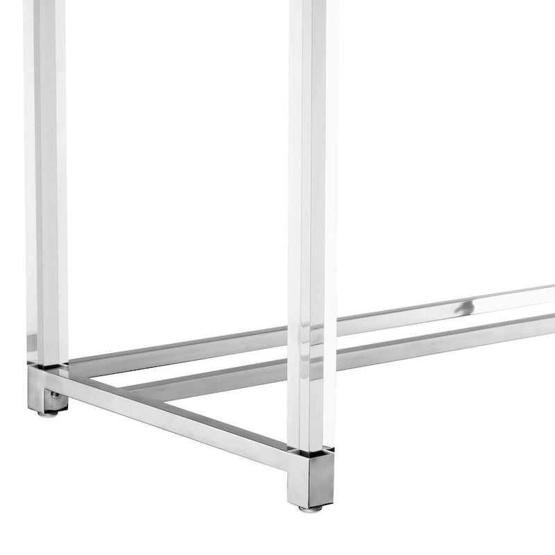 48 Bureau blanc transparent et doré en bois, acrylique et acier inoxydable avec deux tiroirs