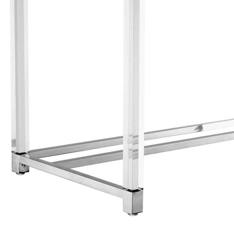 48 Bureau blanc transparent et doré en bois, acrylique et acier inoxydable avec deux tiroirs