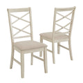 Chaise de salle à manger en bois avec dossier en croix double et tissu couleur sable